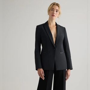 NWT QUINCE Scuba Single Breasted Convertible Blazer - Black